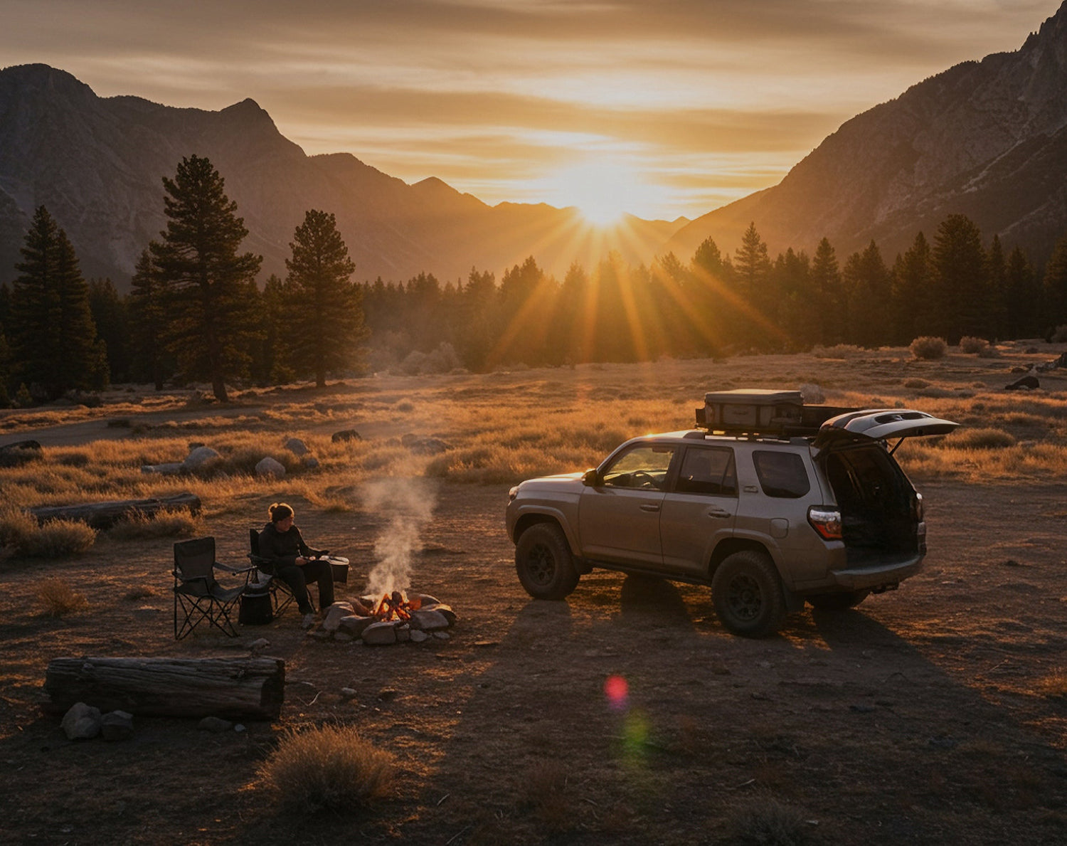 blog preview tan TRD 4runner parked in mountains at sunset